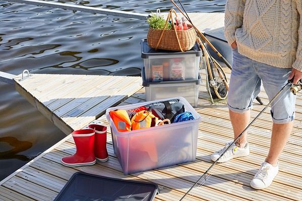 SmartStore Dry storage boxes on the pier with boating equipment