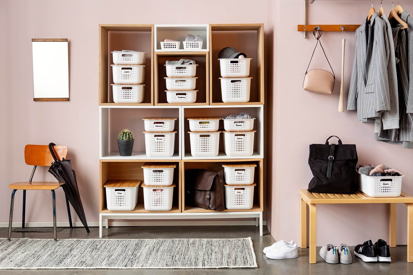 Organising hallway with SmartStore storage baskets